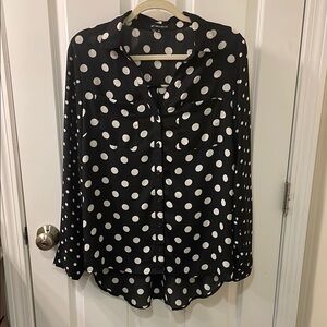 My Michelle Black and White Button Down Shirt with Notched Collar